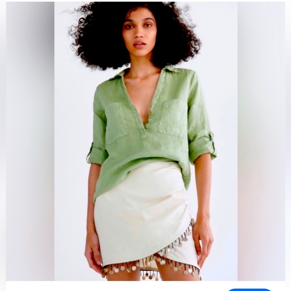 Zara Light Khaki Linen Shirt